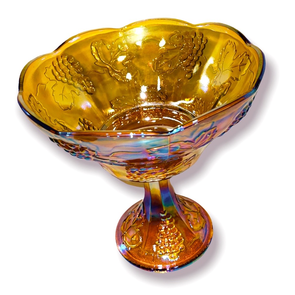 Carnival glass compote